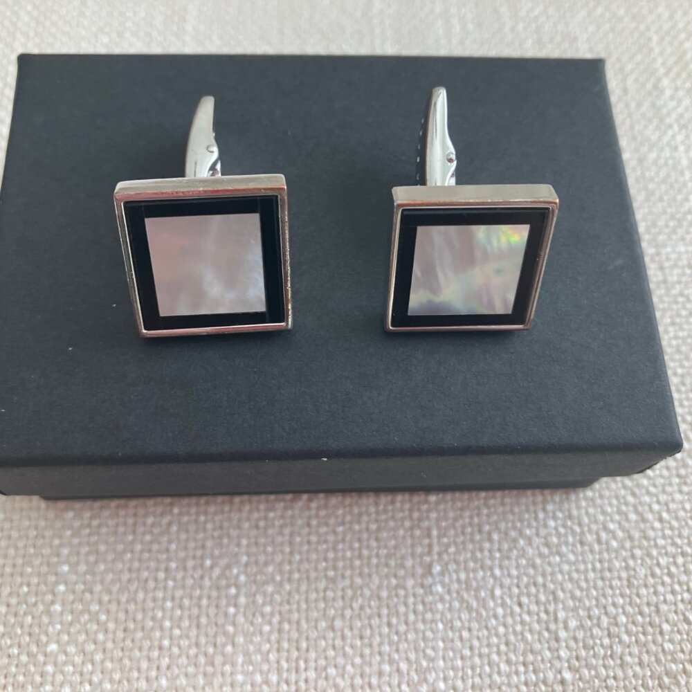Hugo Boss Men's silver and Mother of Pearl Cuff Links